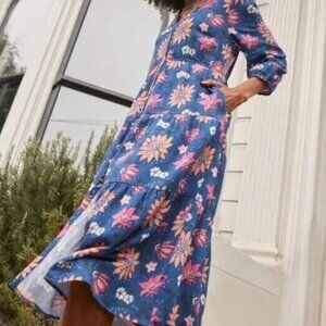 Marine Layer Willow Long Sleeve Midi Dress in Batik Floral